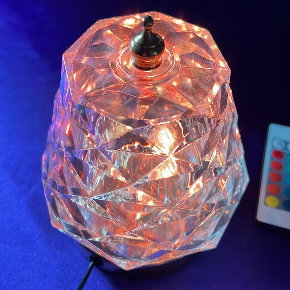 πRotating Crystal Table Lamp 16 RGB Colors and Remote Control - Picture 3 of 7